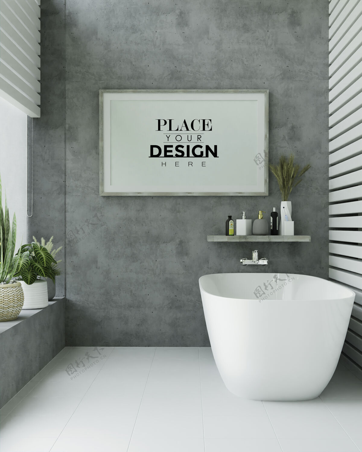 框架浴室内部海报框架模型房子浴室家具