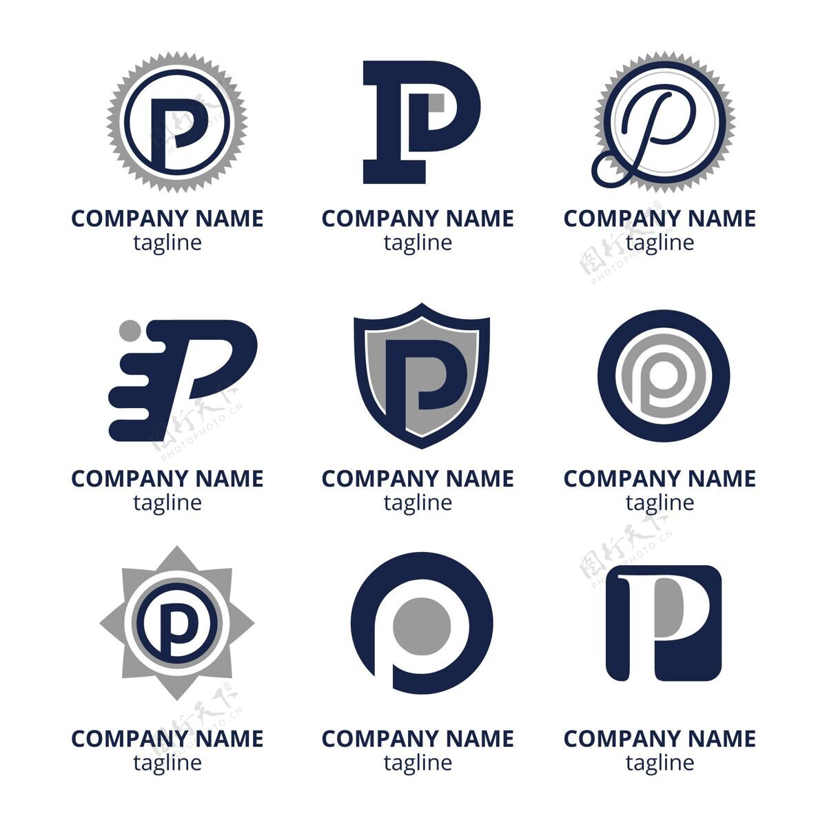 Logo模板平面设计彩色p标志集BrandingCompanyLogoLogo