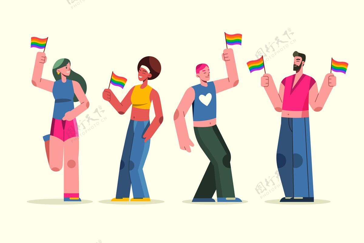 事件平底骄傲日情侣系列插画女同性恋单位设计同性恋