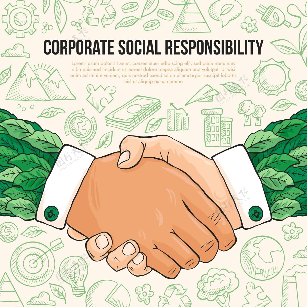 环境手绘企业社会责任理念企业社会责任道德企业