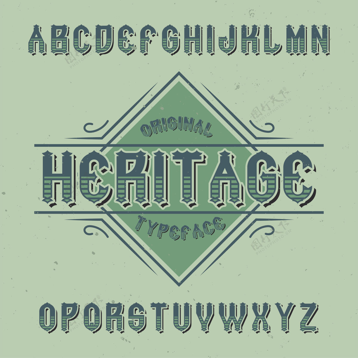 复古名为heritage的复古标签字体排版字母旧