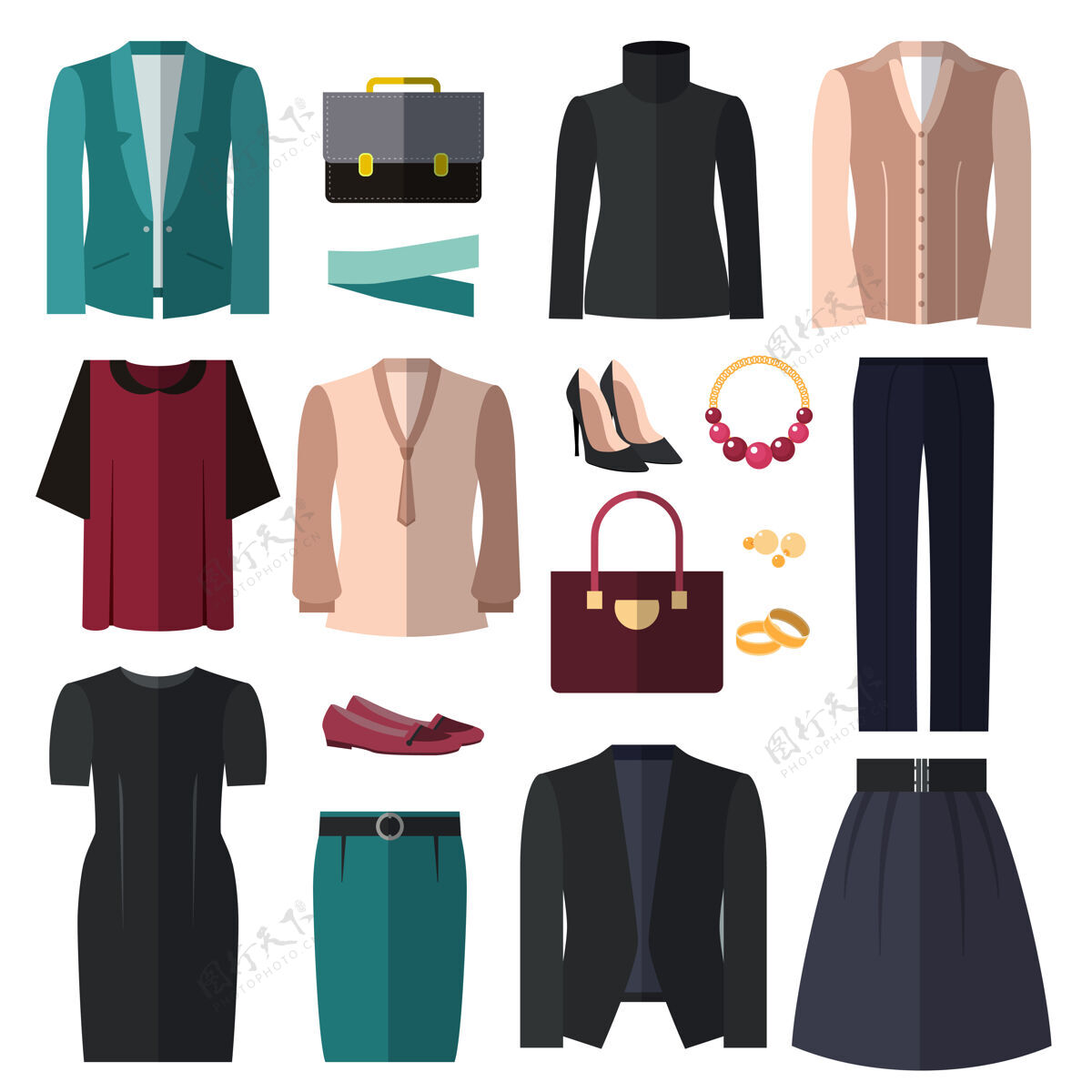 平商务女士服装及配饰套装优雅时尚的商务风格服装时尚优雅现代