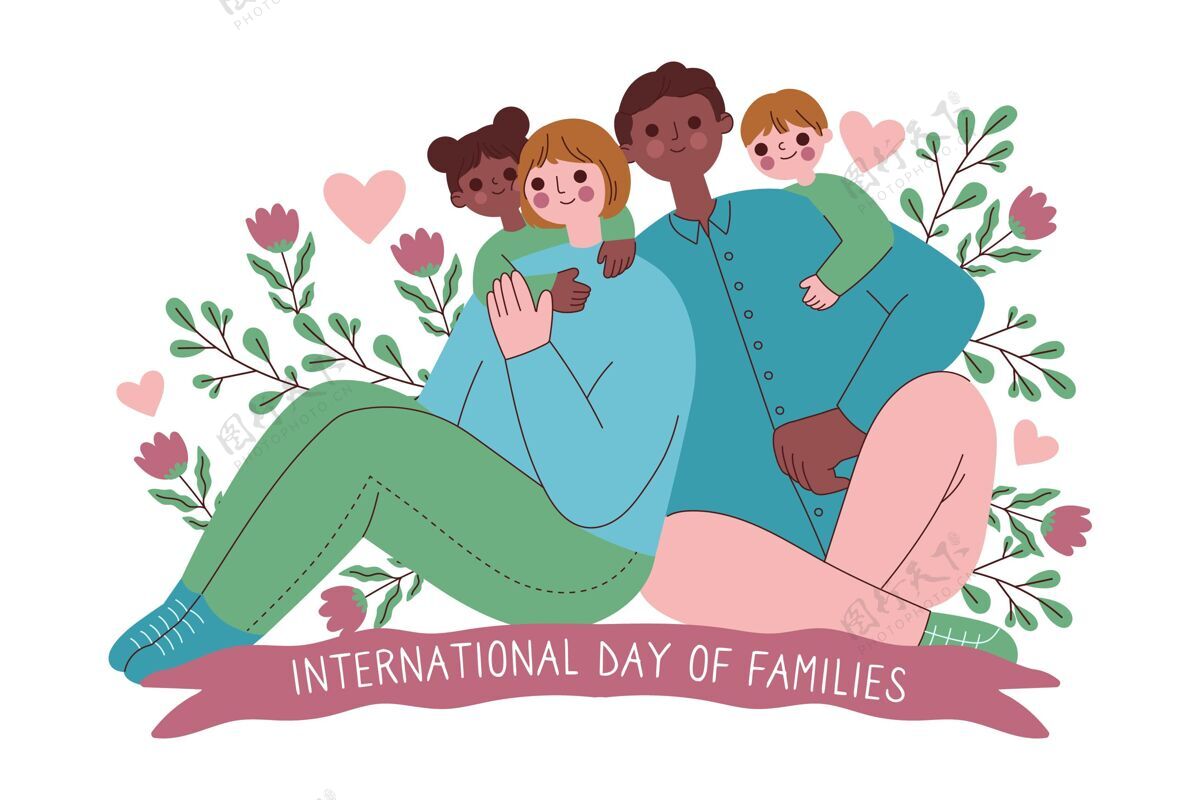 国际家庭日手绘国际家庭日插画兄弟姐妹手绘父母