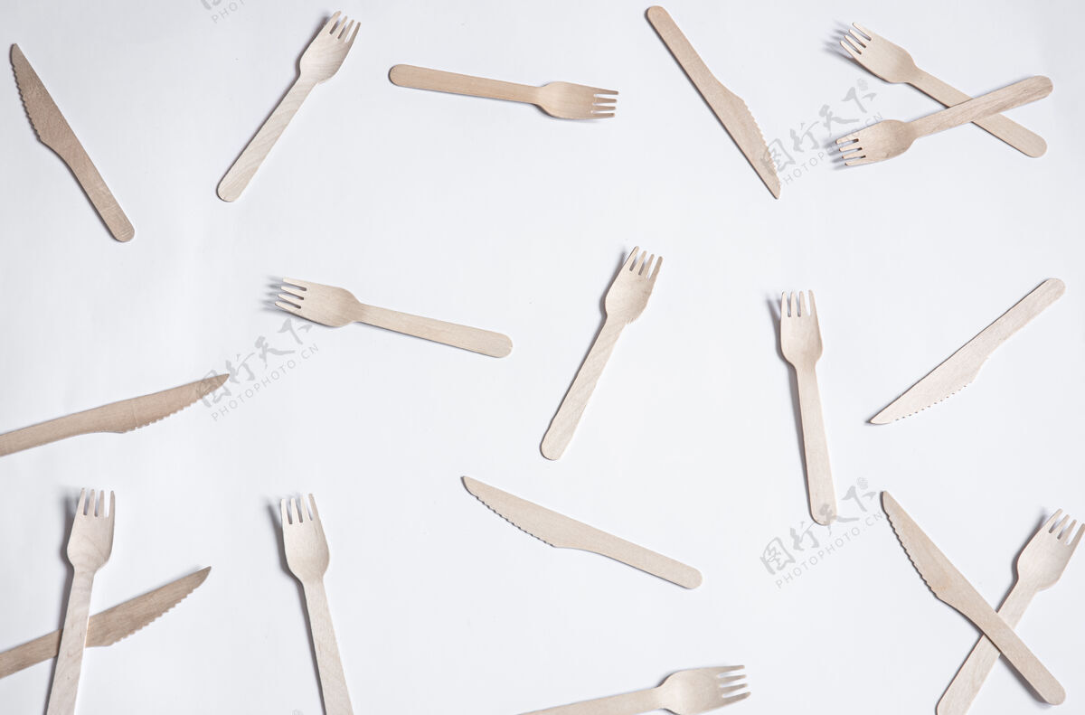 木材环保竹叉拯救地球的理念 拒绝塑料零浪费组成餐具