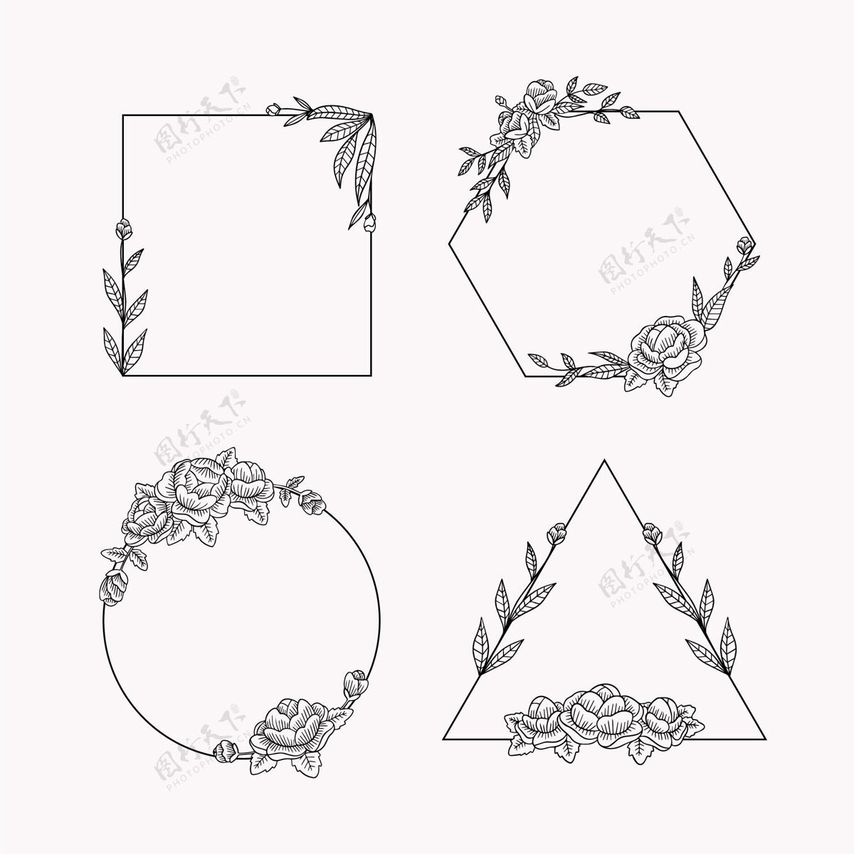 手绘手绘花架系列花卉相框几何包装