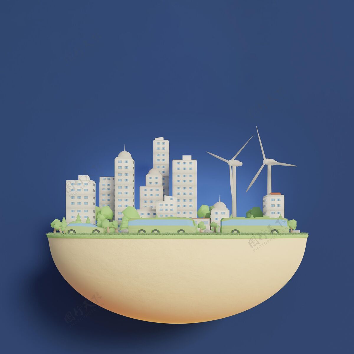 风能3d环境项目场景环保风力涡轮机环保