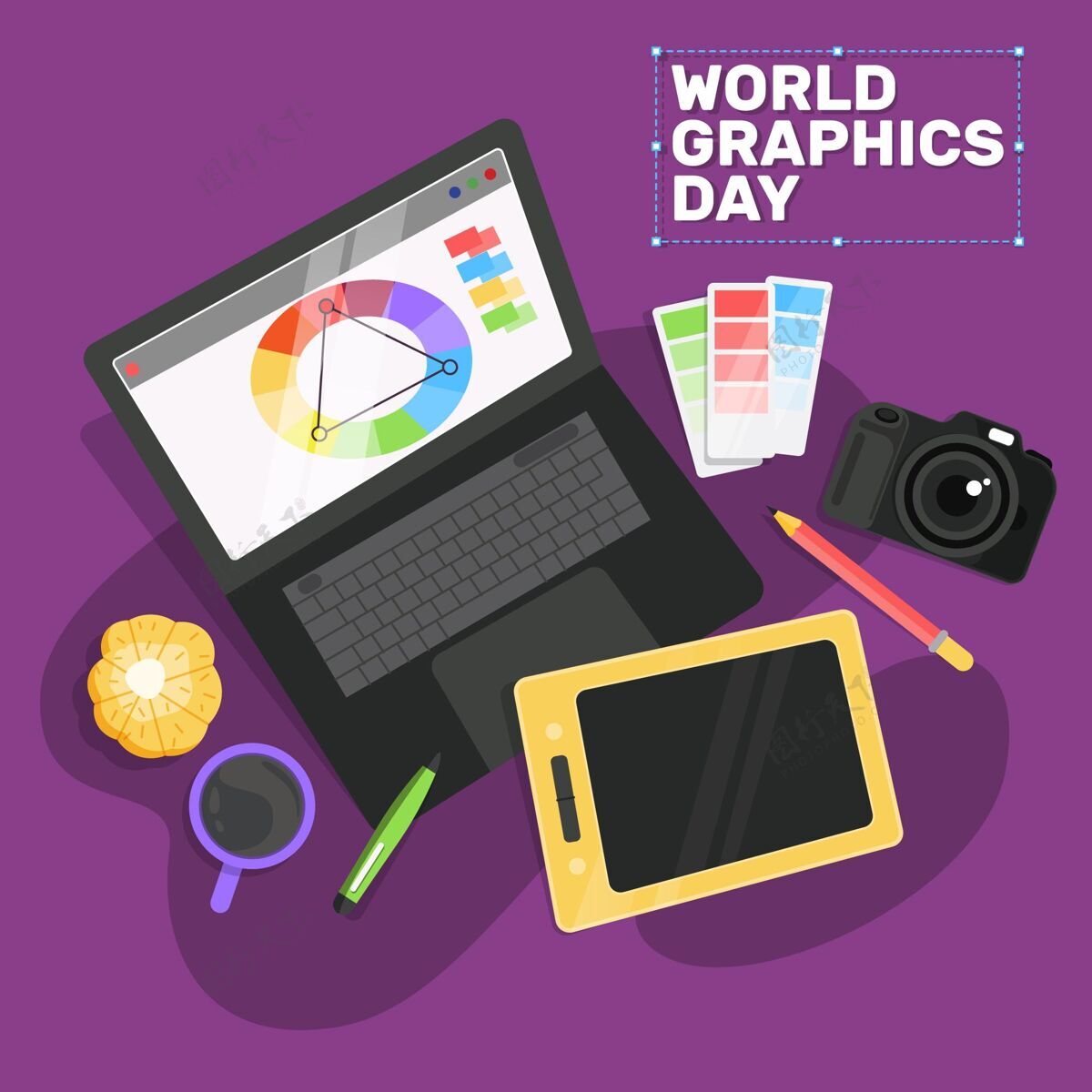 形状设计手绘世界图形日插画世界传播设计日全球传播设计