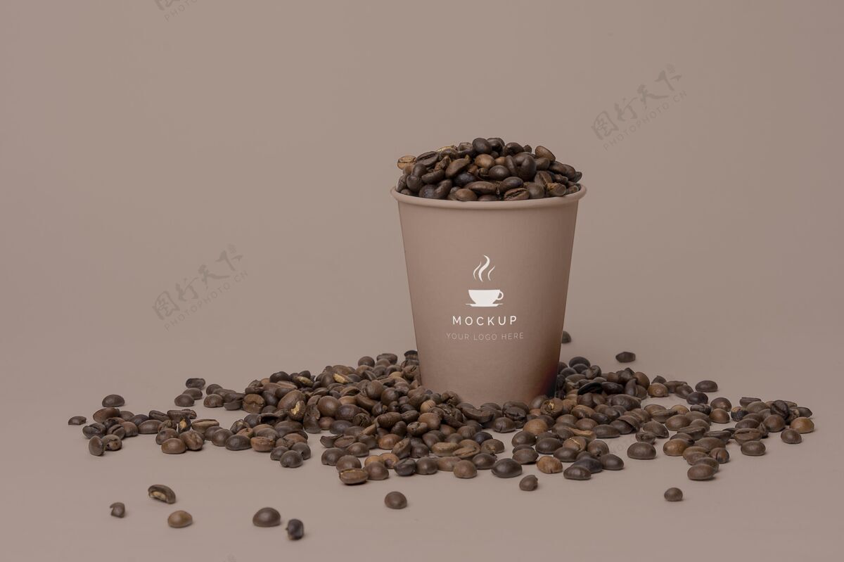 商标咖啡豆塑料杯咖啡模型塑料杯咖啡豆