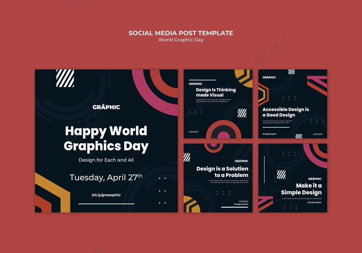 Instagram世界图形日社交媒体贴子包创意设计师国际