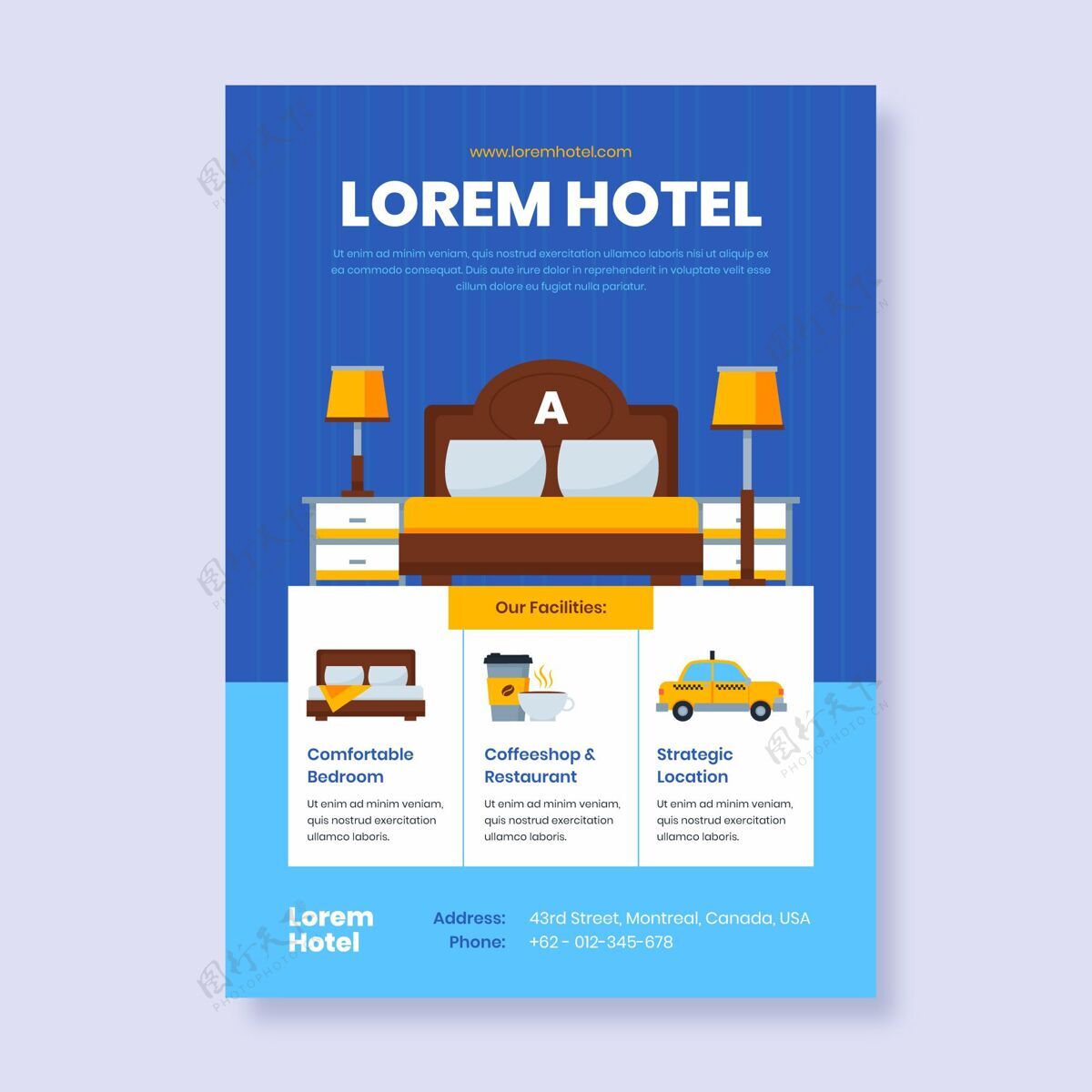度假村平面设计酒店信息传单模板室内信息旅游