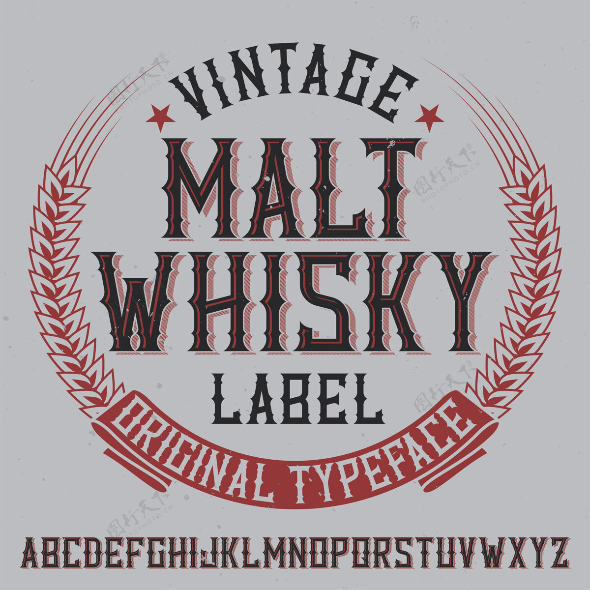 爱尔兰老式标签字体命名为麦芽威士忌摘要创意集