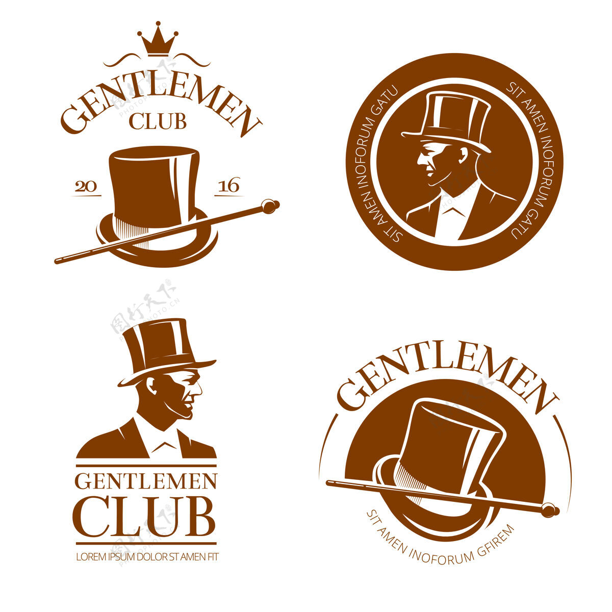 经典复古绅士俱乐部徽章 标签 徽章CrownVintage绅士