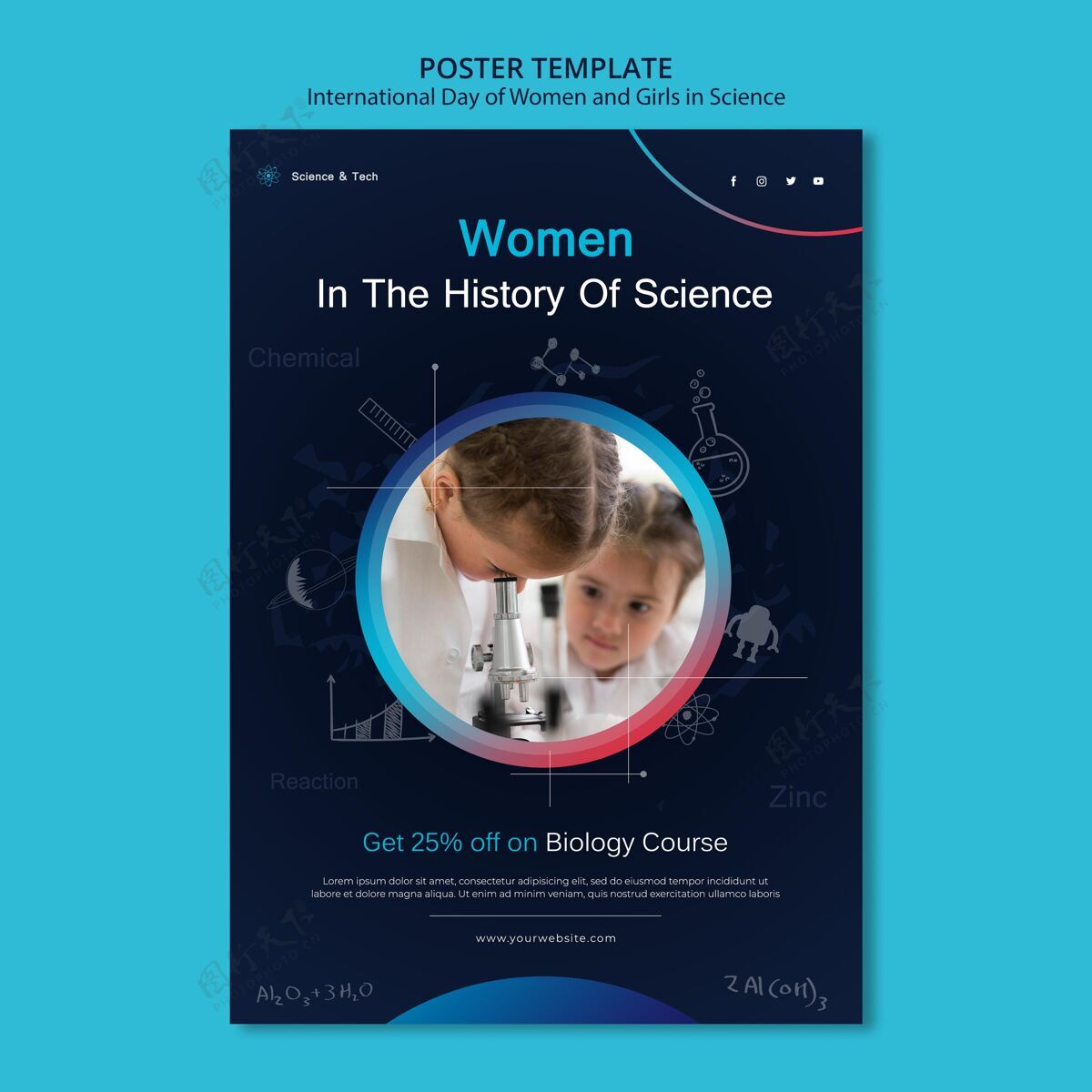女性国际妇女和女孩科学日打印模板庆典全球女性