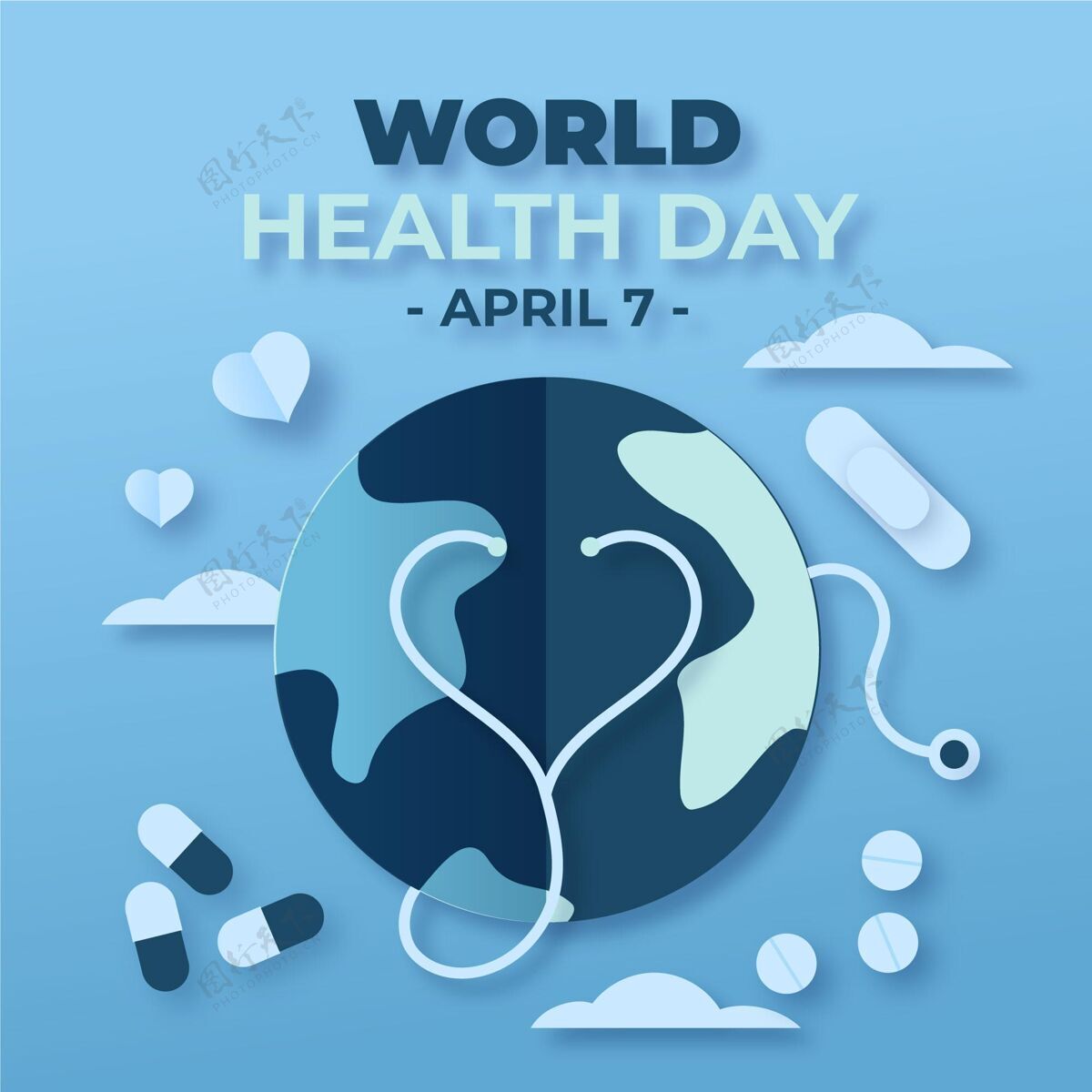 健康助理世界卫生日纸制插图4月7日健康专业人士医学