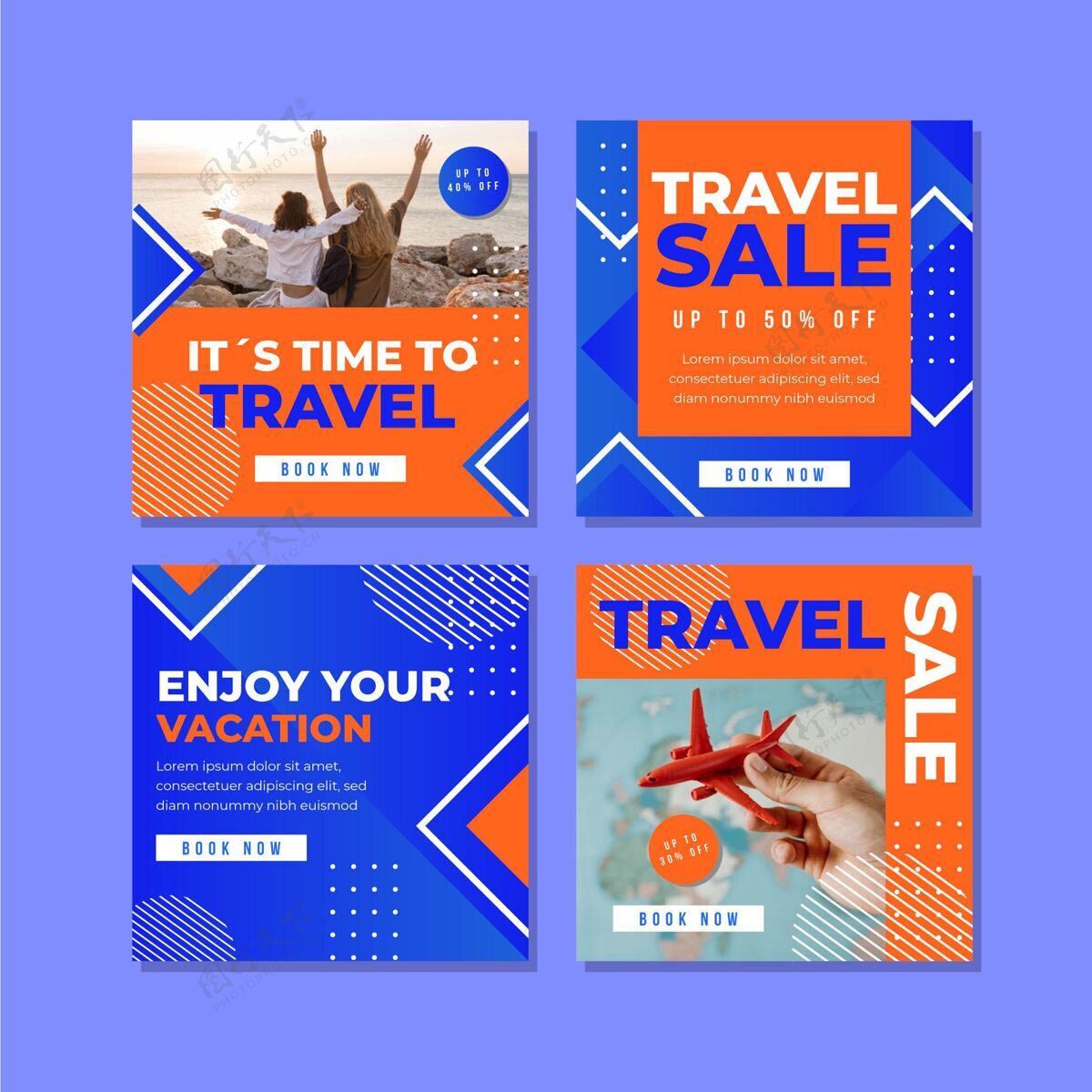 旅行平面设计旅行instagram帖子集Instagram发布度假发布