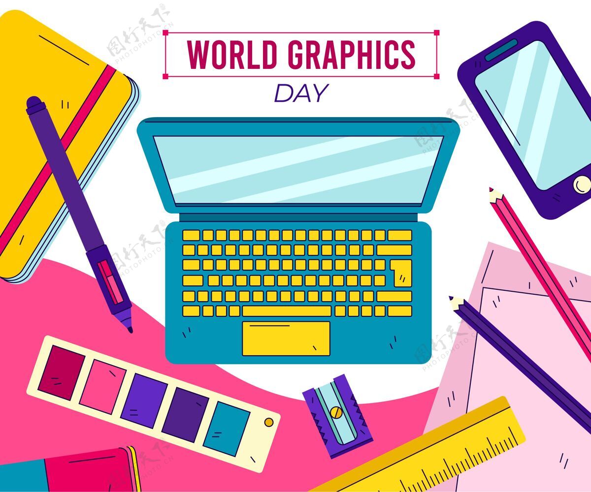 世界传播设计日手绘世界图形日插画插画造型设计庆典