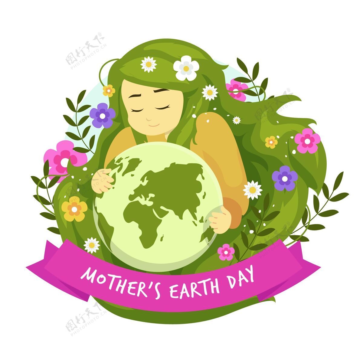 自然地球母亲节插图地球母亲地球生物圈