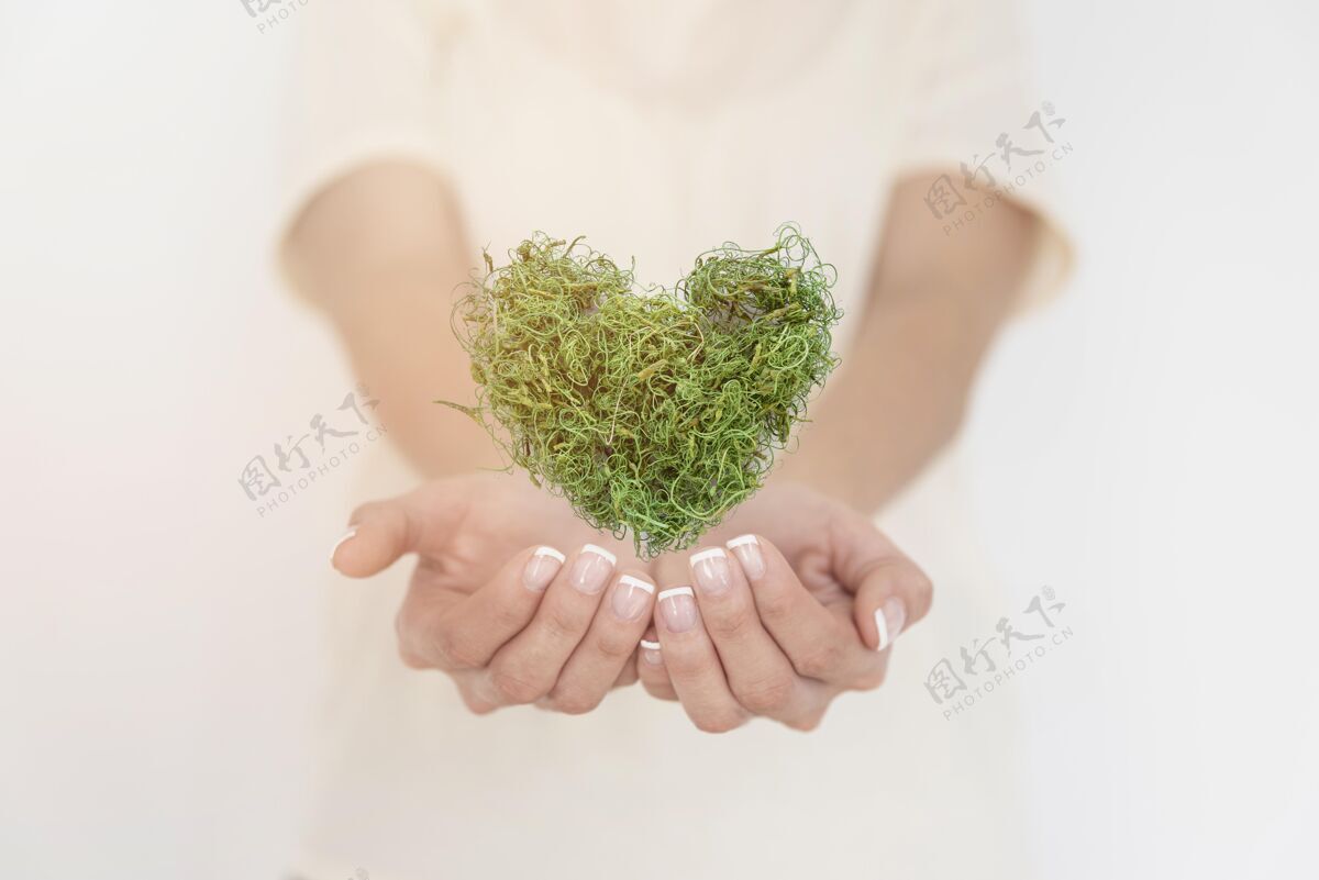手闭上绿色的心生态回收环境