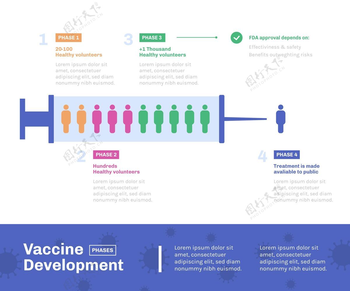 感染冠状病毒疫苗阶段信息平面设计阶段冠状病毒模板