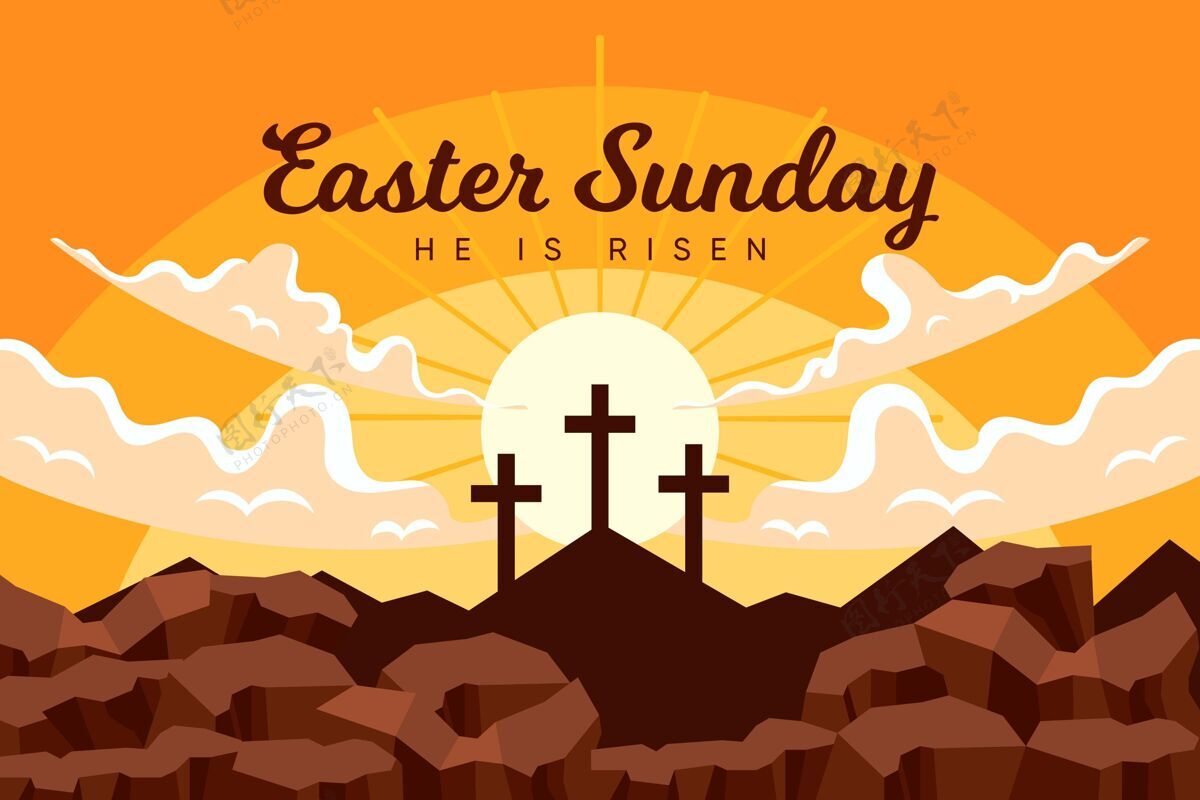 单位设计平复活节星期天插图基督教复活节上帝