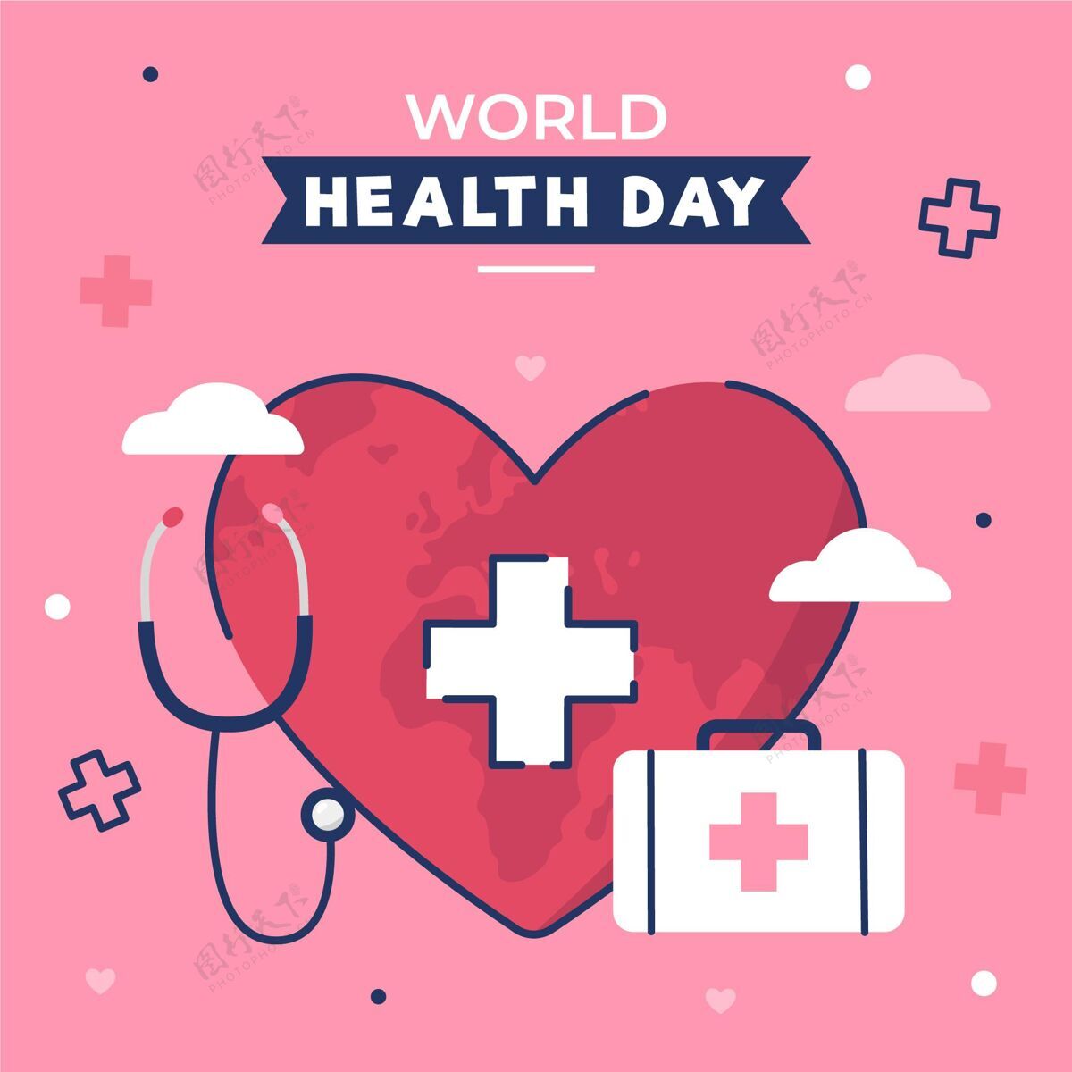 健康世界卫生日插图插图庆祝平面设计
