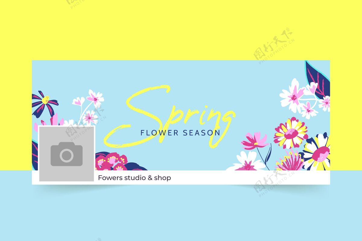 优惠春季销售facebook封面促销手绘花卉
