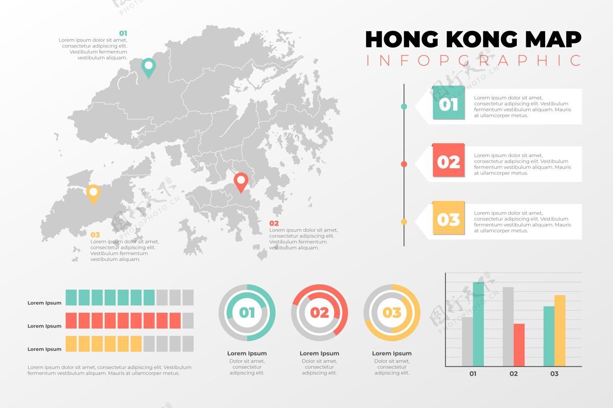 图形香港地图信息图表香港模板线性