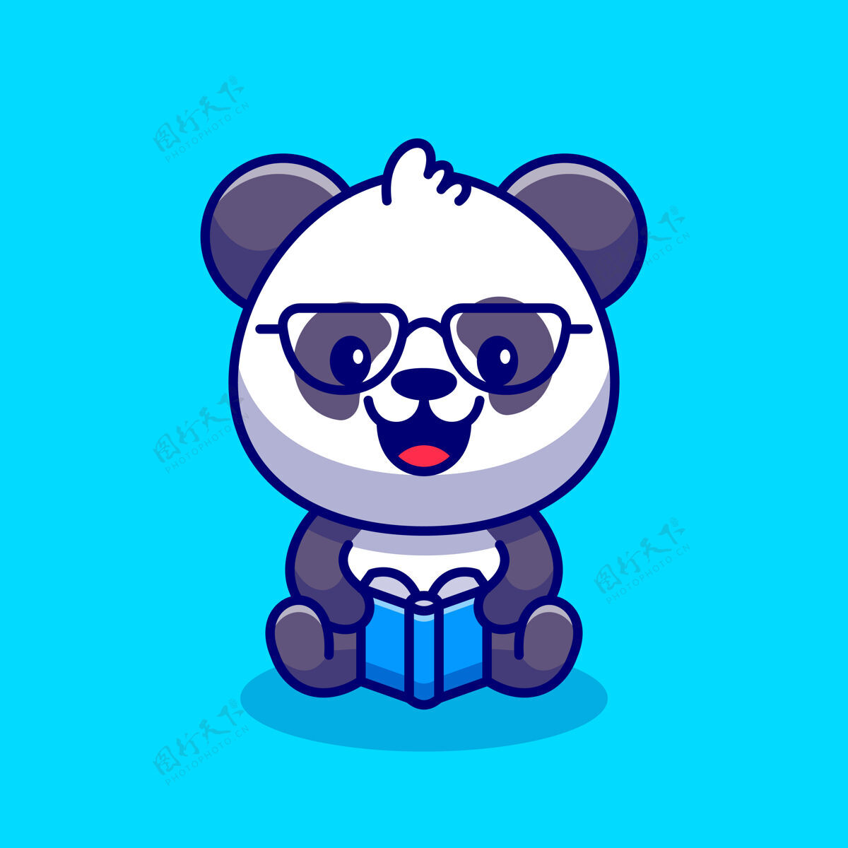 卡通可爱的熊猫读物卡通图标插图孩子自然毛皮