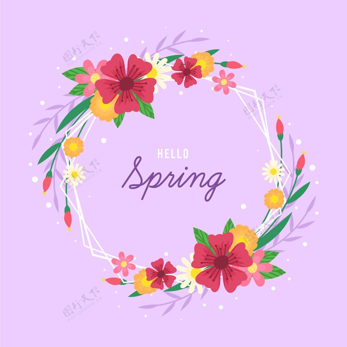 季节手绘弹簧花框 带信息春天植物花