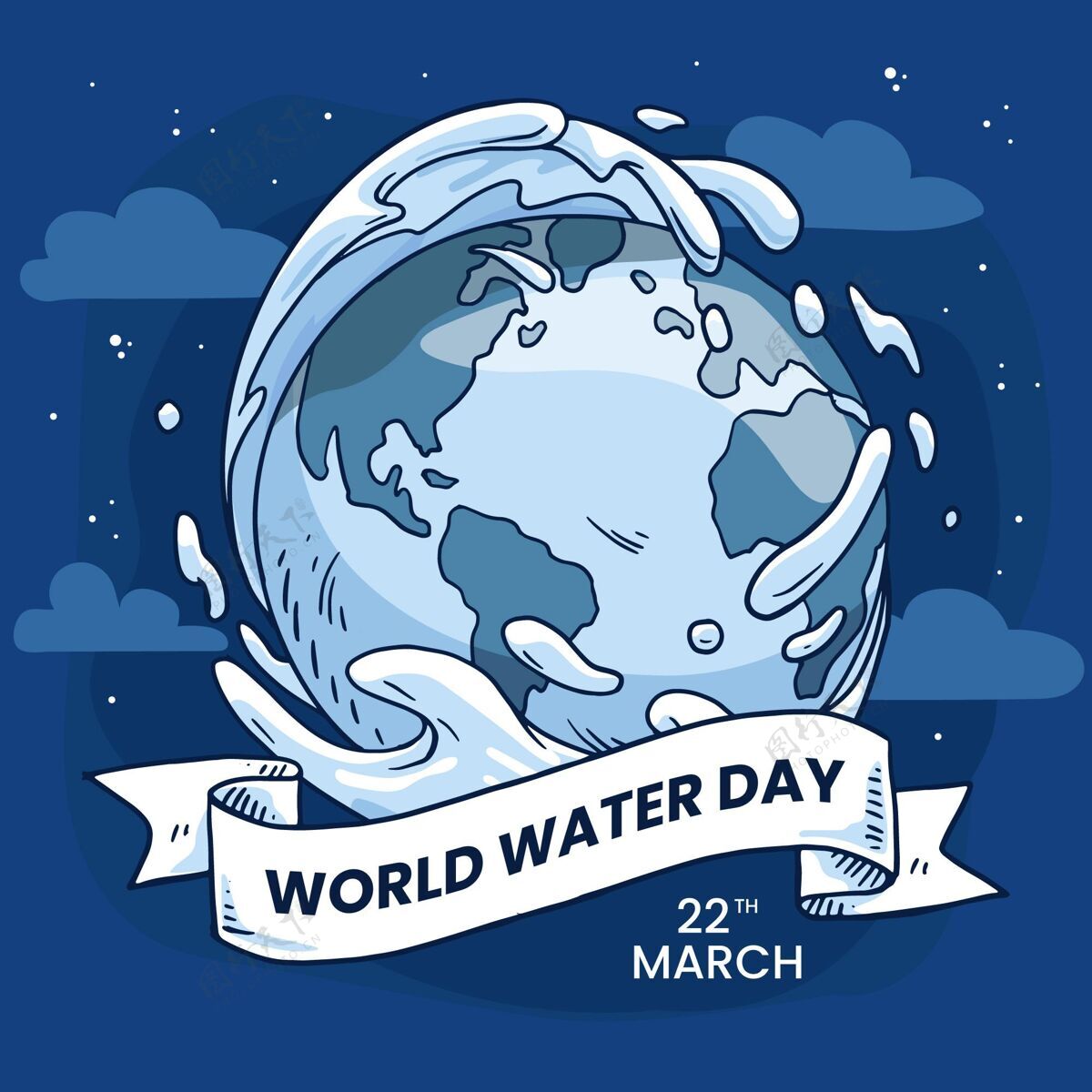 星球手绘地球地球水日插图液体插图世界水日