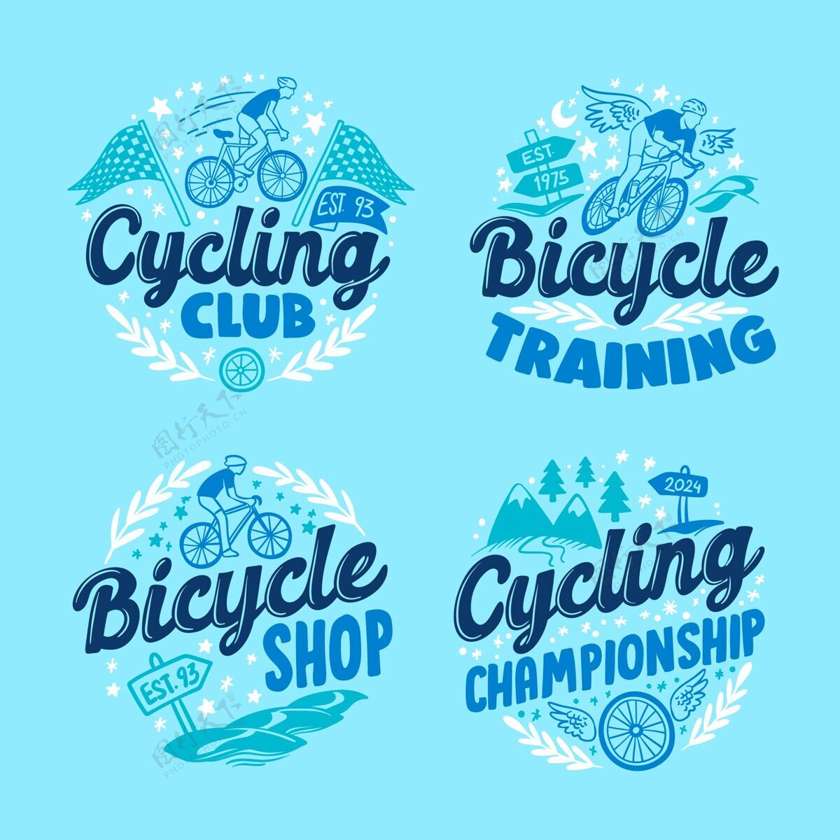 自行车手绘自行车标志收集商标分类标志
