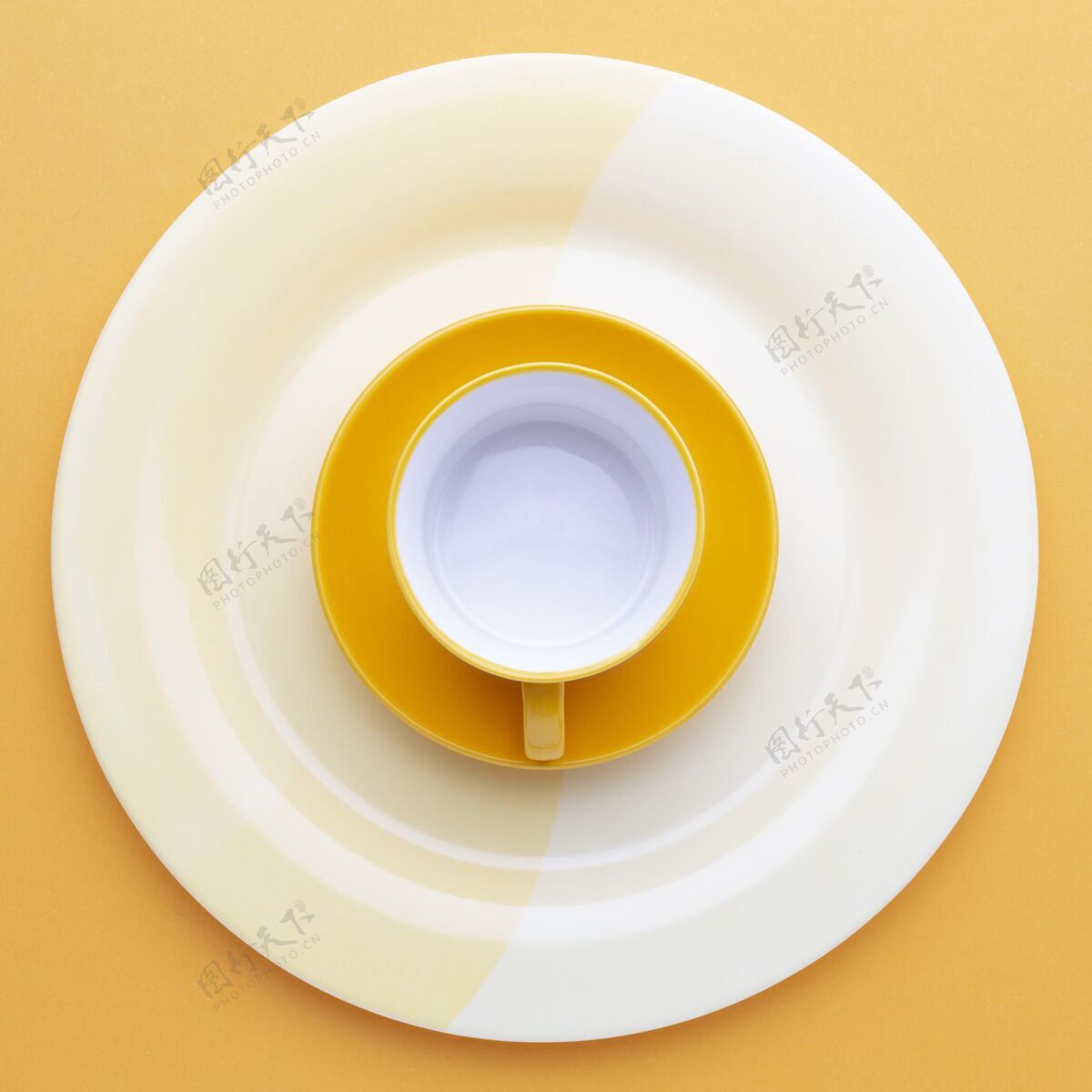 平放顶视图清洁餐具收藏盘子干净的盘子