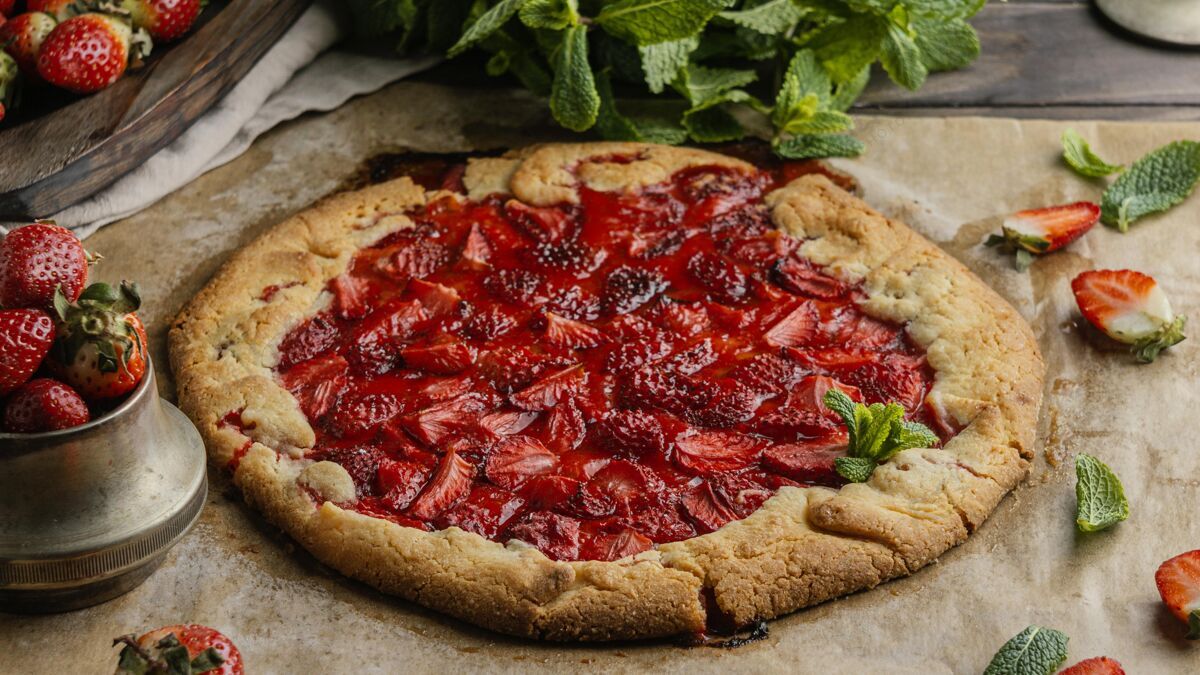 美味美味的草莓派甜点馅饼草莓