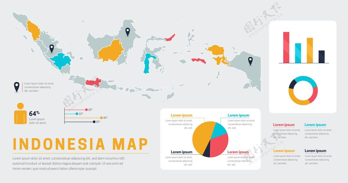 数据平面印尼地图信息图印度尼西亚信息地图信息图