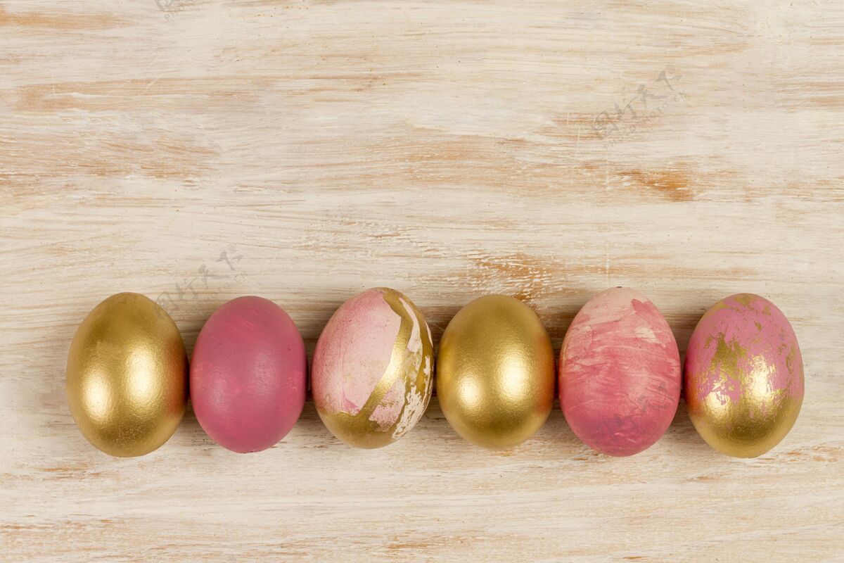 鸡蛋复活节彩蛋的平铺与复制空间复活星期天帕斯卡水平