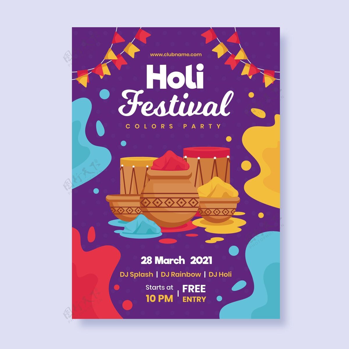 节日胡里节海报模板文化印度节日春天