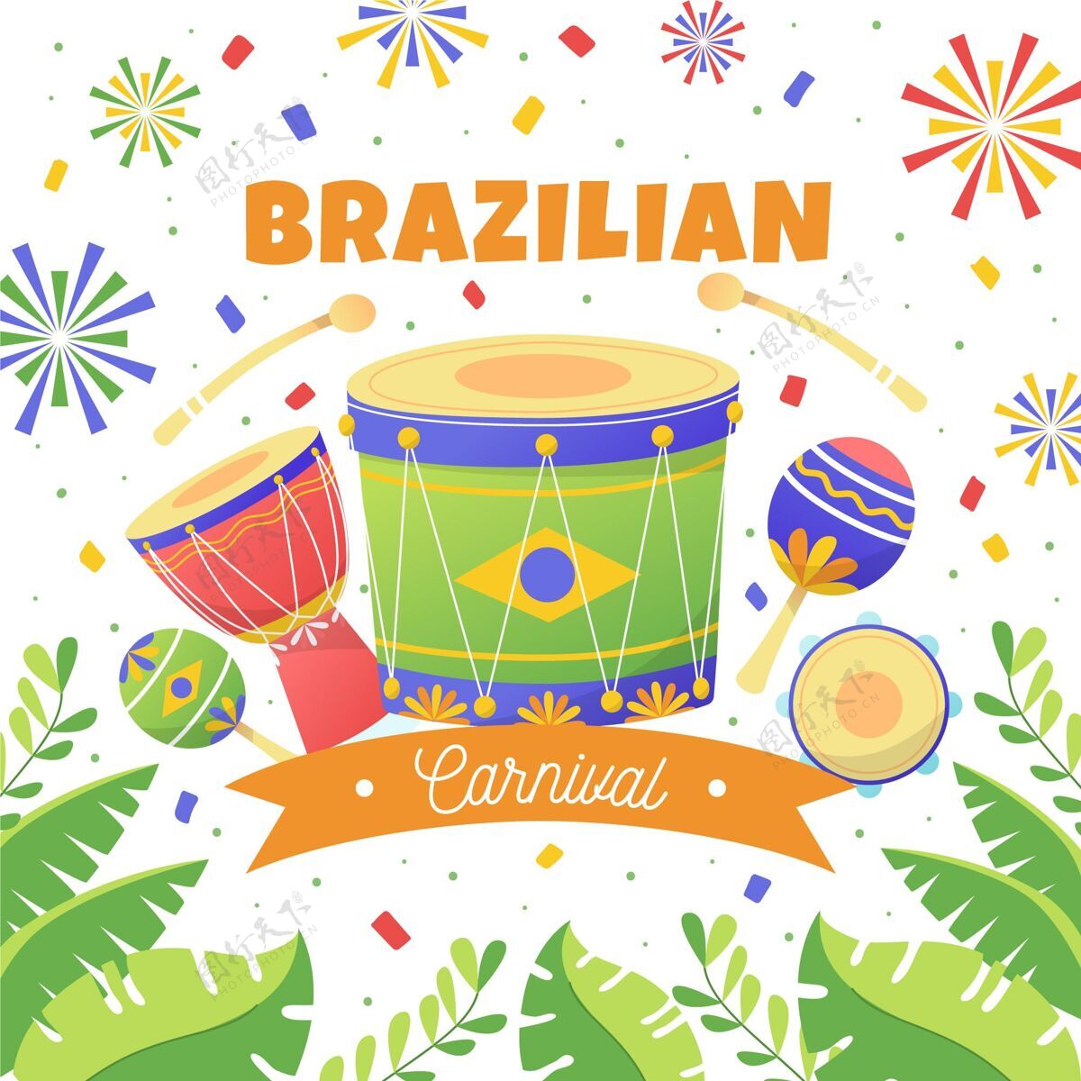 庆祝手绘巴西嘉年华插画节日巴西狂欢节