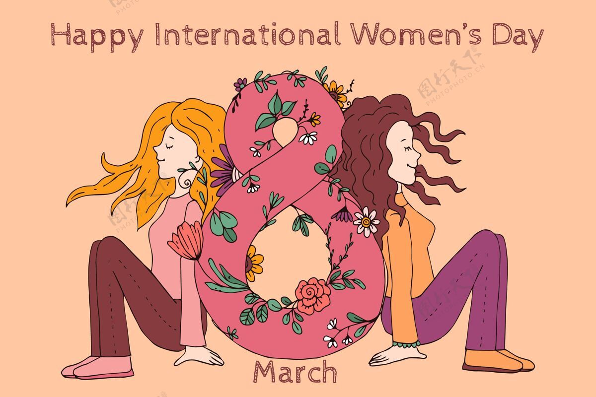 绘画国际妇女节妇女符号国际妇女节
