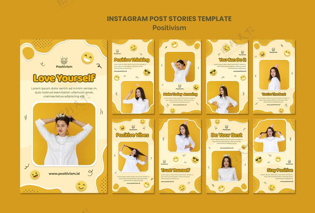 故事Instagram故事包与快乐女人的实证主义包装模板收集