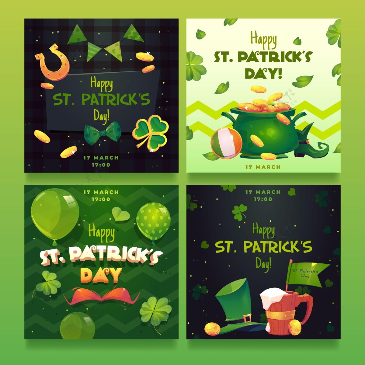 爱尔兰平坦的圣帕特里克节instagram帖子节日社交媒体爱尔兰