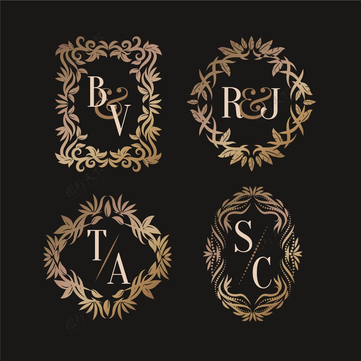 概念书法婚礼会标标志设计书法会标Logo