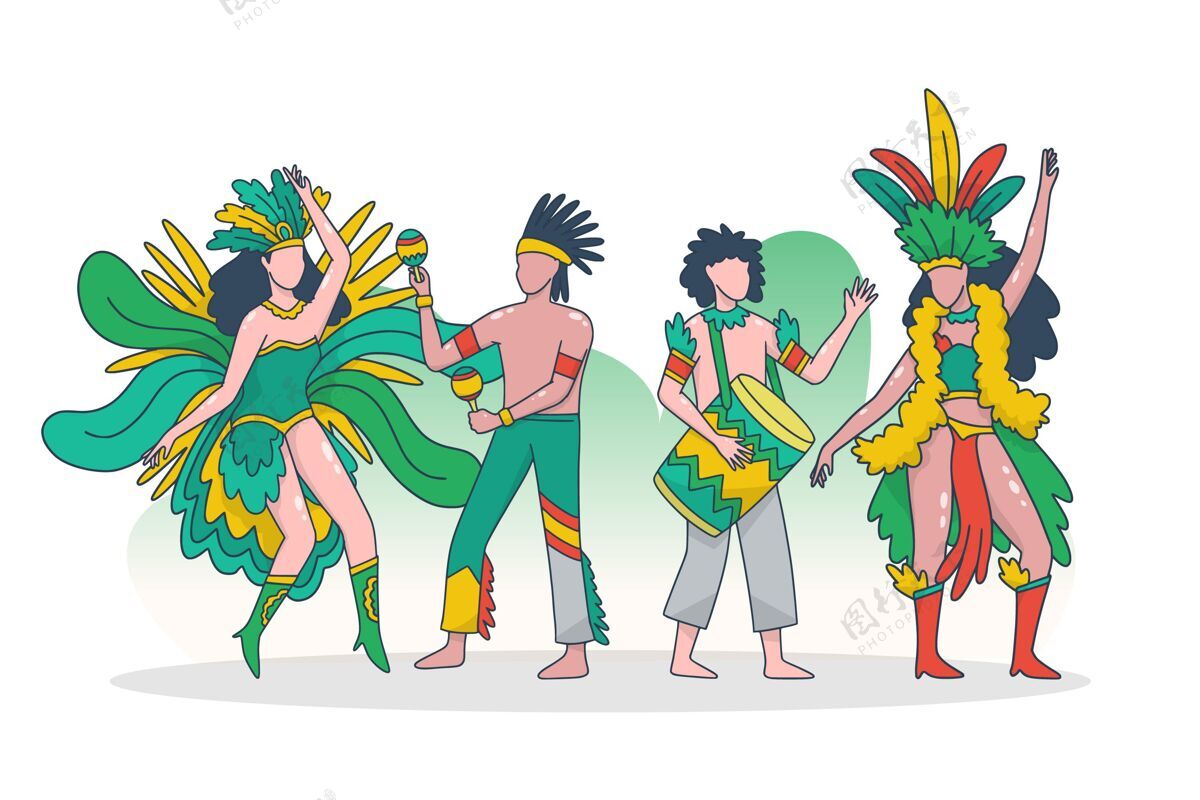 收藏巴西嘉年华舞者系列节日插图设计