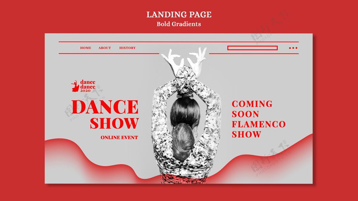 模板弗拉门戈女舞者表演的登陆页面模板梯度网页模板粗体