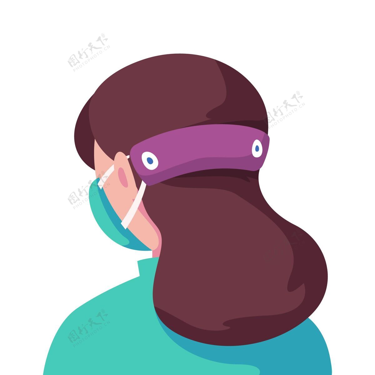 大流行有插图的女人戴着可调节的面罩带冠状病毒皮带调整