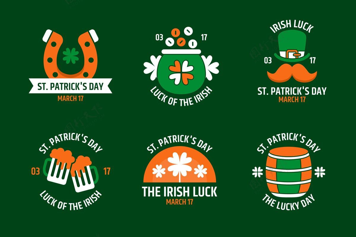 爱尔兰圣帕特里克节标签系列3月17日爱尔兰节日