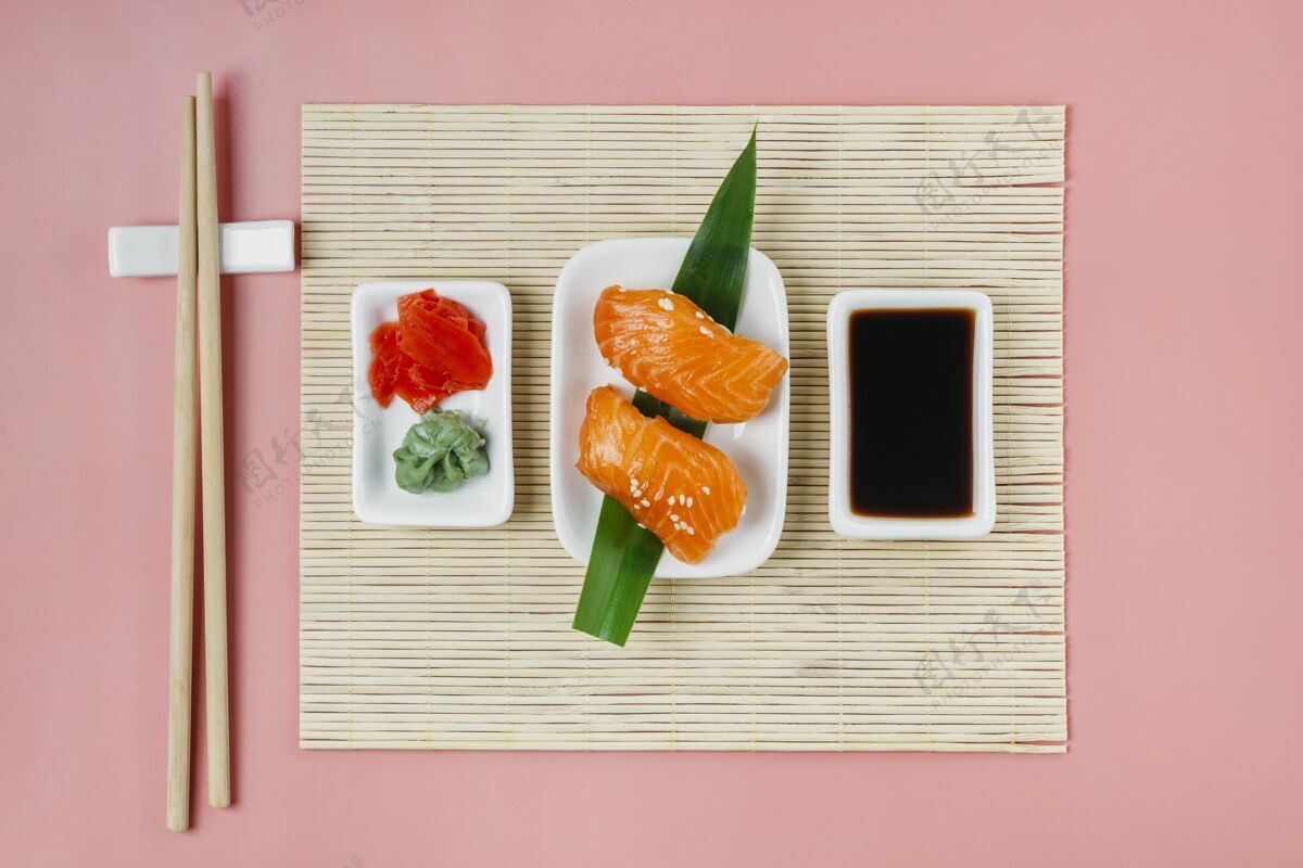 分类俯瞰传统日本寿司成分膳食食物安排