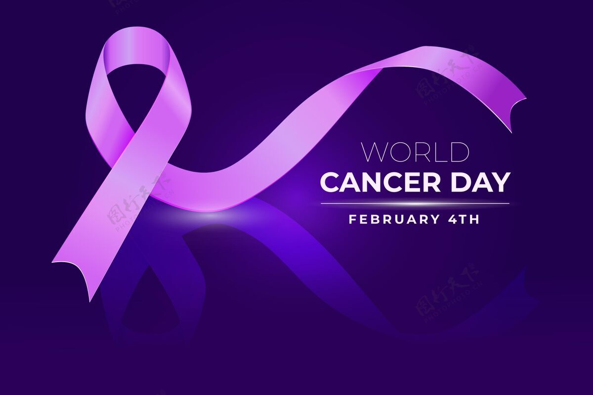 二月现实世界癌症日鞠躬粉红丝带世界