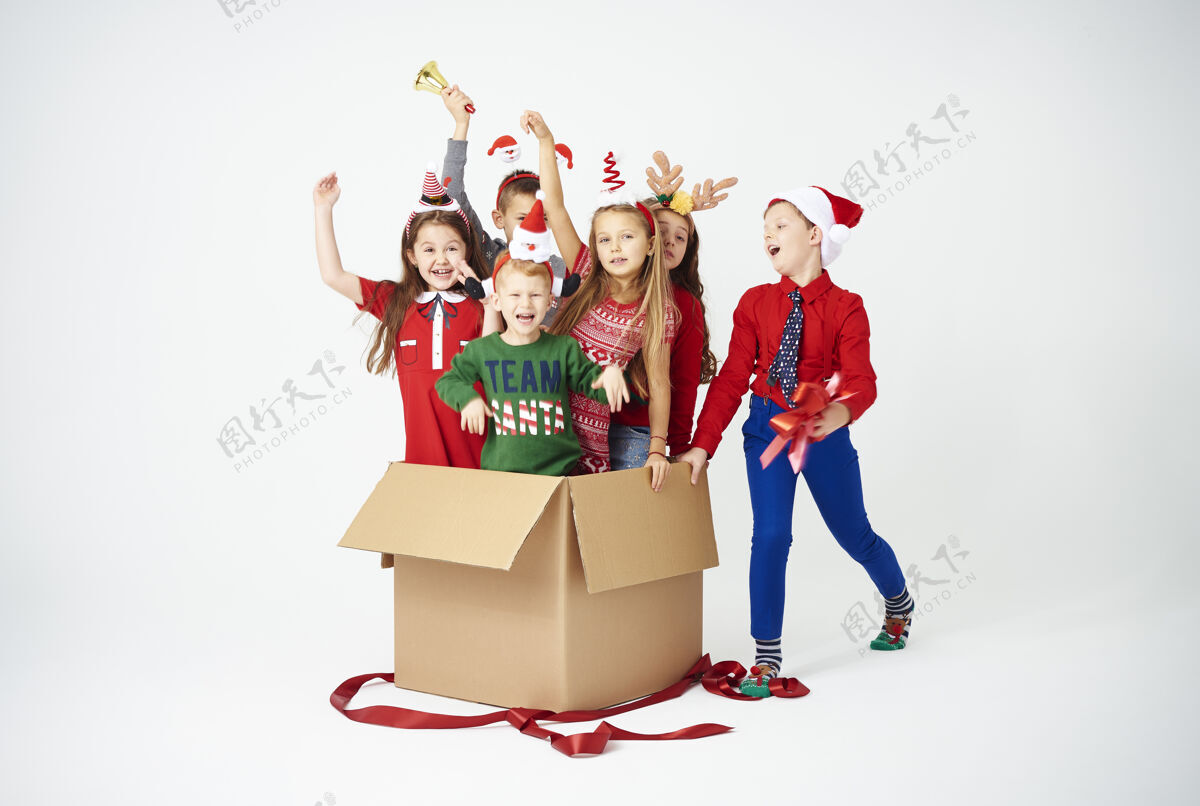 乐趣快乐的孩子是最好的圣诞礼物礼物圣诞节时间帽子