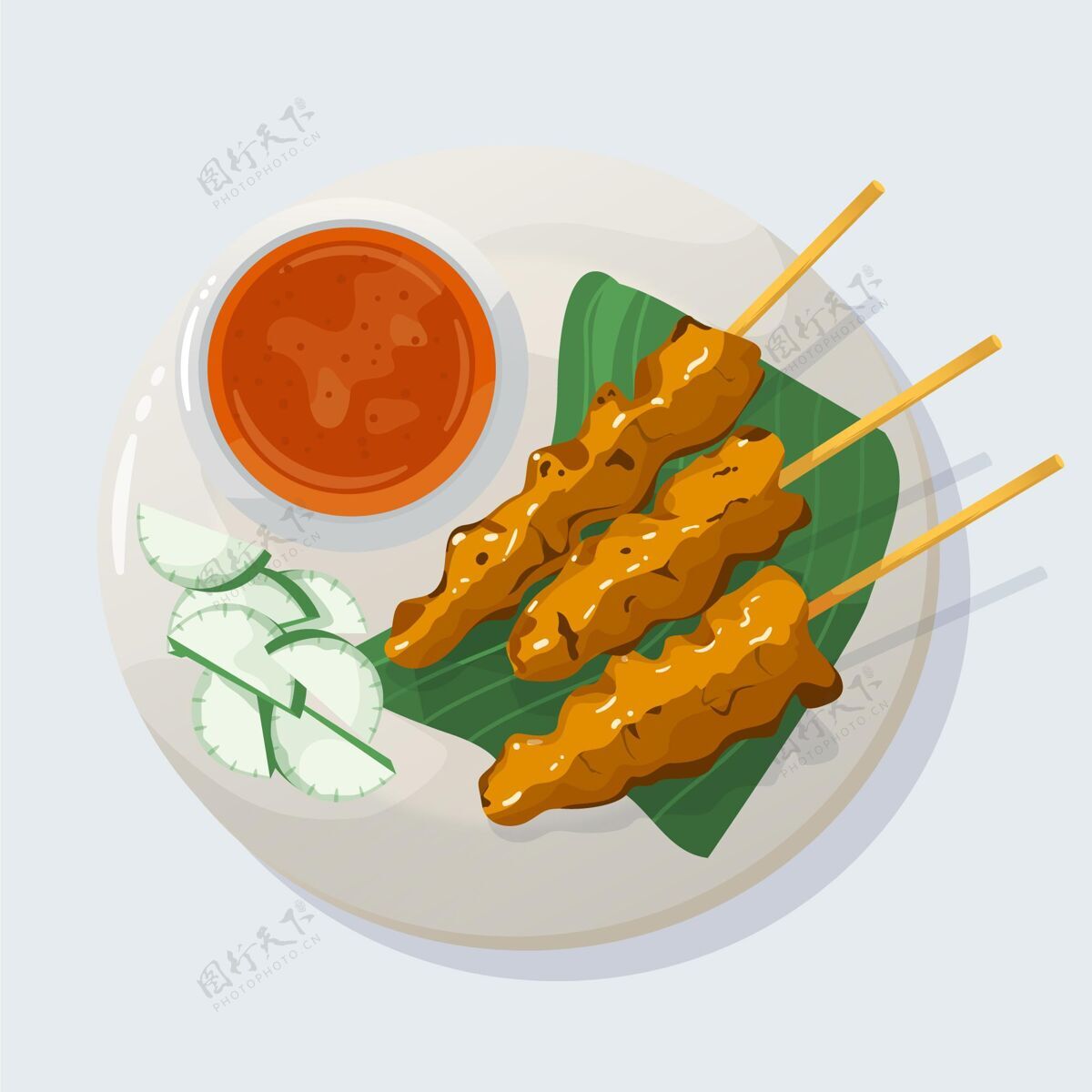 插图手绘沙爹插图食品传统饮食