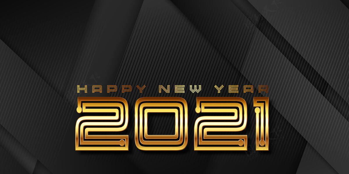 节日现代的金色和黑色横幅设计 为新的一年新闪光闪光